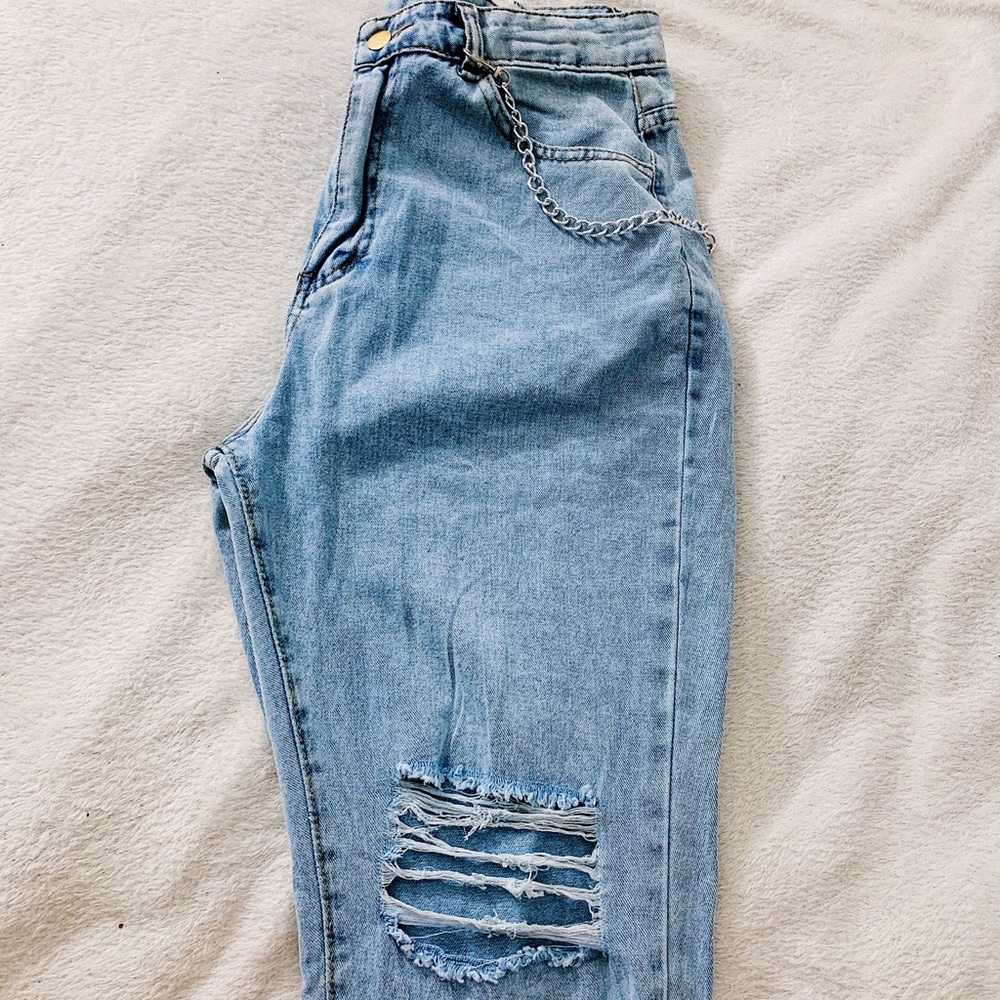 Chain detail mom jeans